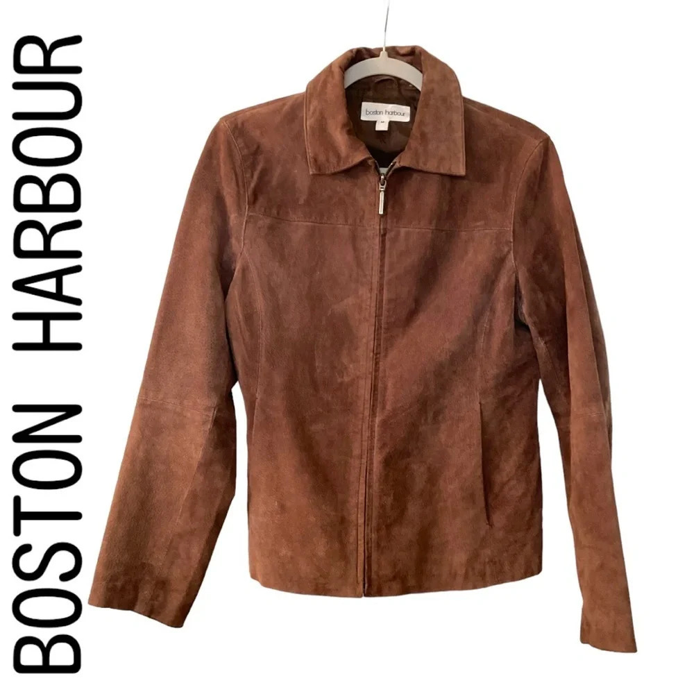 Boston Harbour Brown Faux Suede  Zip Up Jacket